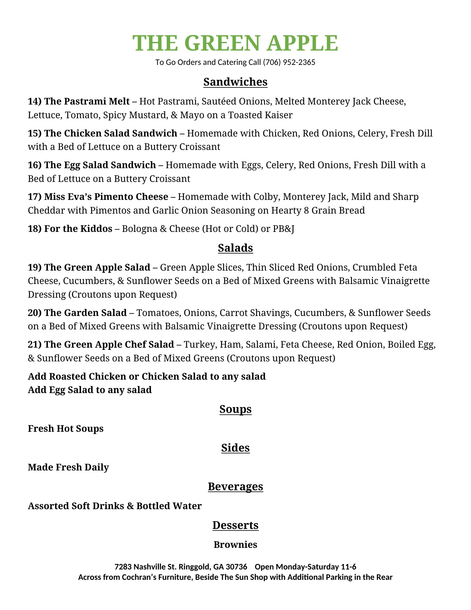 Original Green Apple menu, page 2